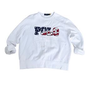 Polo Ralph Lauren Logo Fleece Sweatshirt American Flag Size L